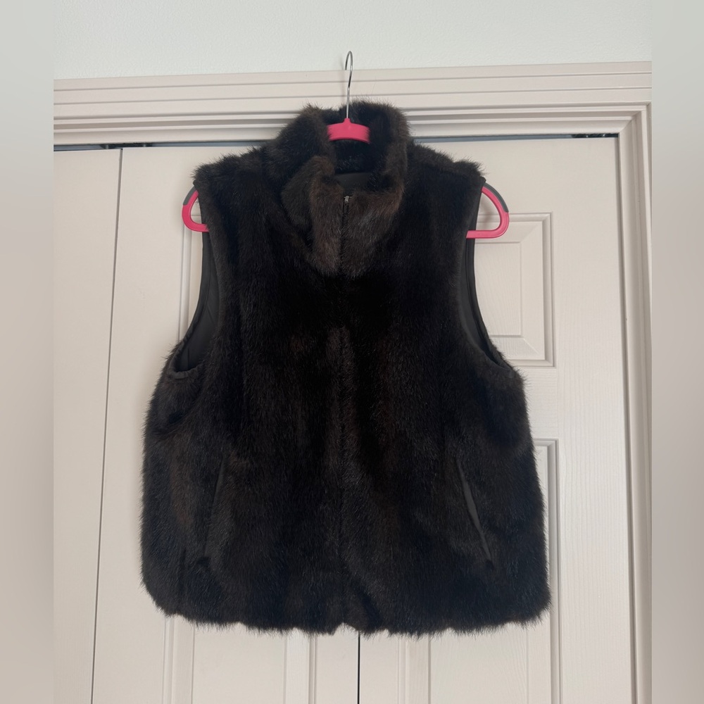 Vintage faux fur reversible vest medium